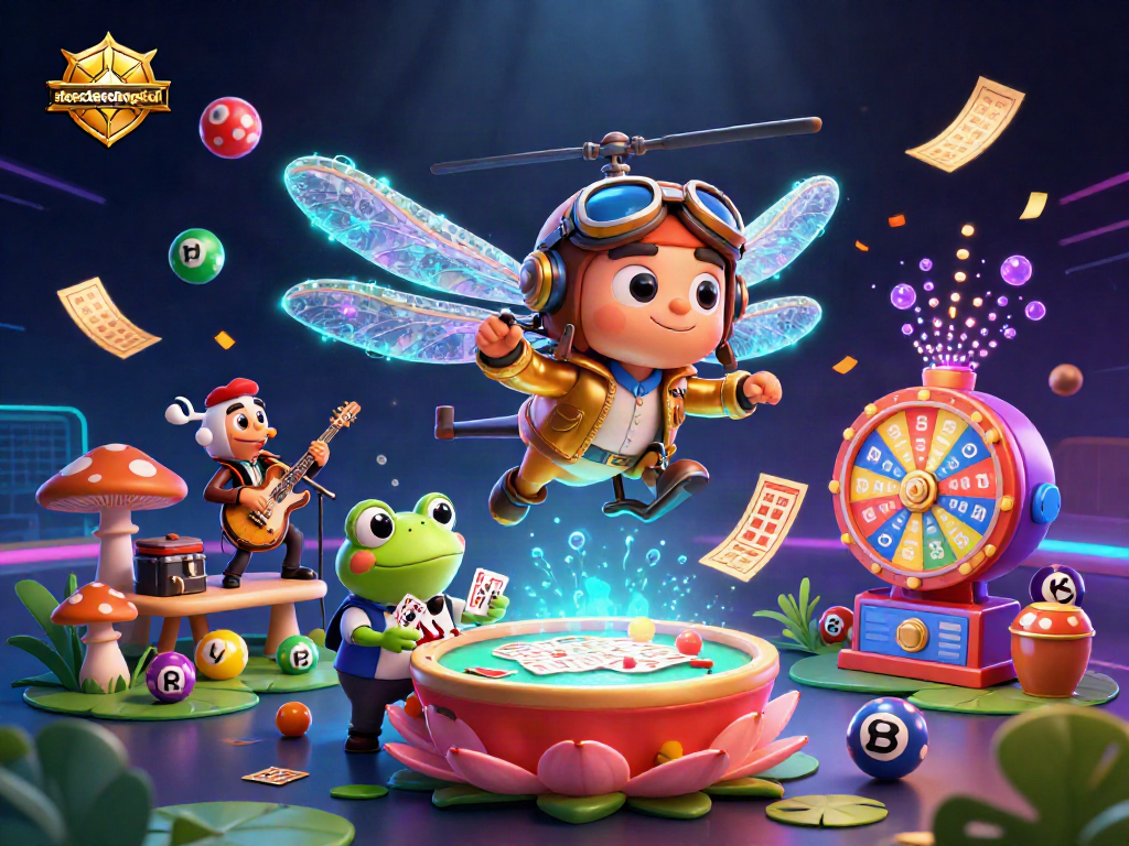Engage with stoeckerecological's lively lily pad casino, featuring a dragonfly pilot and frog dealer.